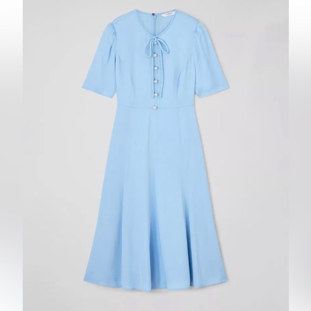 LK Bennett Light Blue Midi Dress with Pearl Buttons